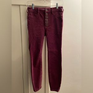 Anthropologie Pilcro Skinny High Rise Velvet Button Fly Pants